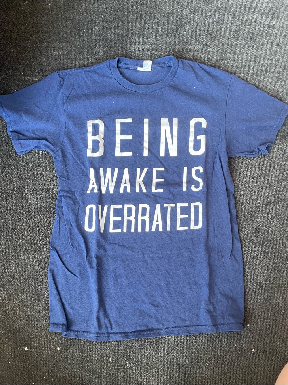 Graphic Tee "Being Awake Is Overrated" - Navy